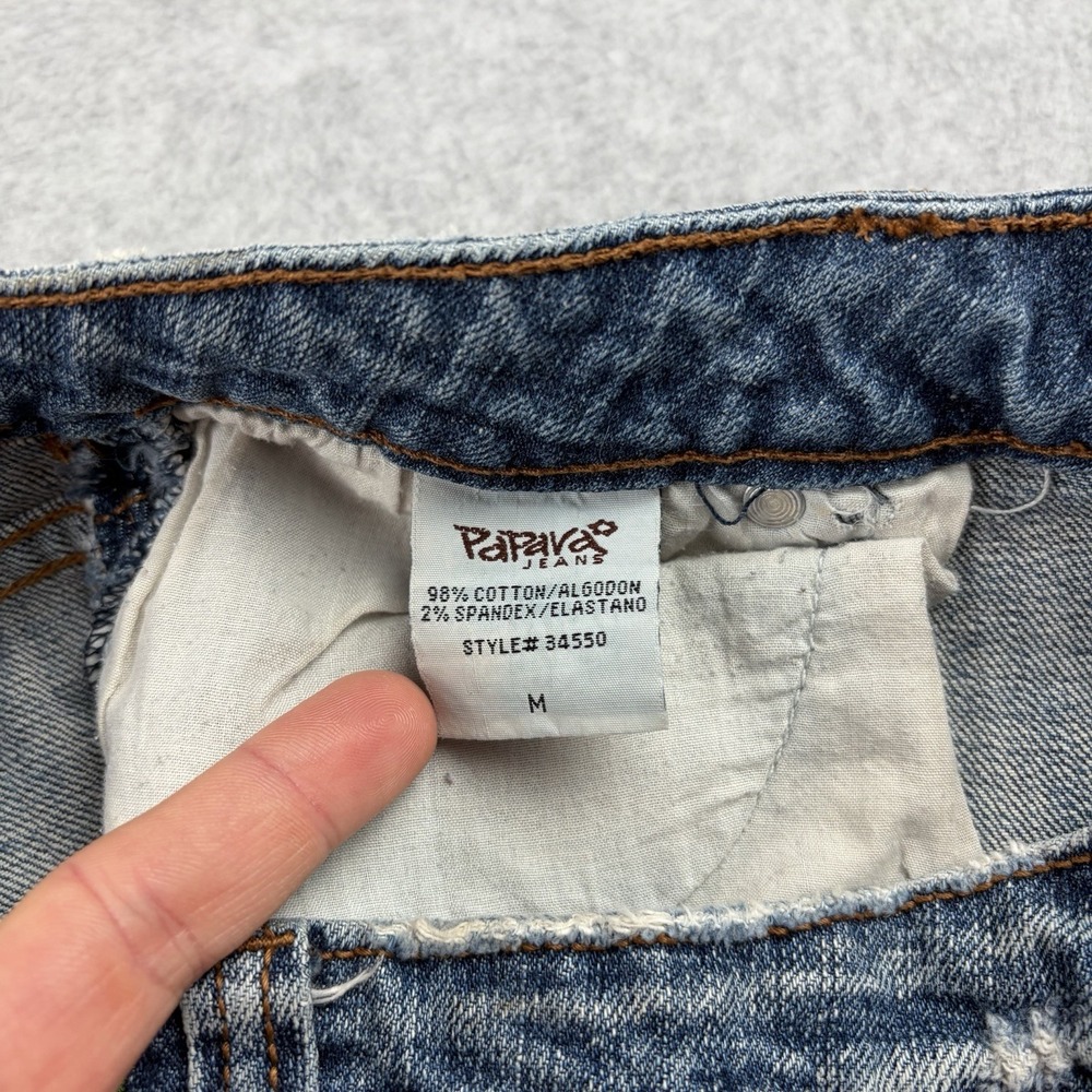 Papaya Denim Skirt Womens Medium Blue Low Rise Raw Hem Y2K Mini Stretch Club - Picture 5 of 9
